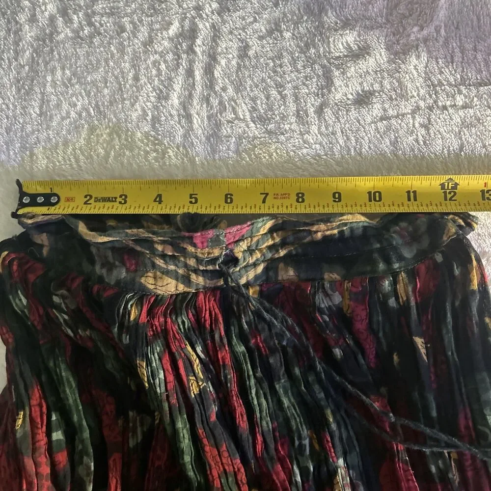 Vintage Just Classics Boho Broomstick Maxi Skirt M India Festival Crinkle Cotton